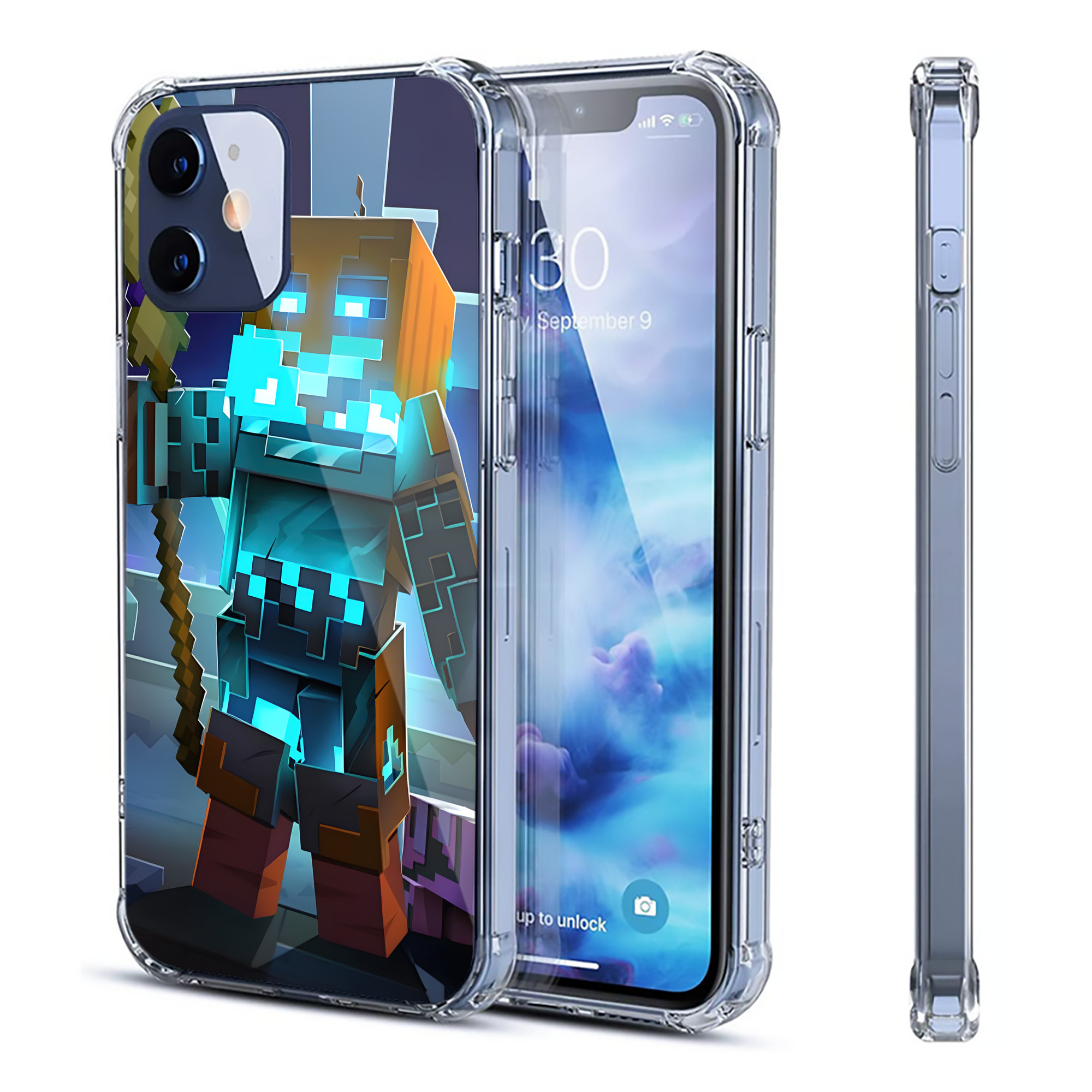 （画像用） マインクラフト ブロックの世界 Minecraft MC Block world 【iPhone 12シリーズ対応】透明スマホケース（クリアソフトケース）